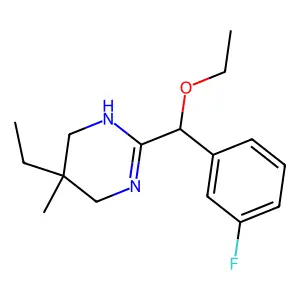 3,4,5,6-Tetrahydro-2-(alpha-ethoxy-3-fluorobenzyl)-5-ethyl-5-methylpyrimidine structure