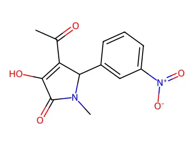 3-acetyl-4-hydroxy-1-methyl-2-(3-nitrophenyl)-2H-pyrrol-5-one structure