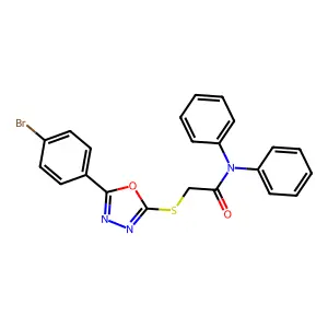2-((5-(4-Bromophenyl)-1,3,4-oxadiazol-2-yl)thio)-N,N-diphenylacetamide structure