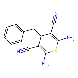 2,6-Diamino-4-benzyl-4H-thiopyran-3,5-dicarbonitrile structure