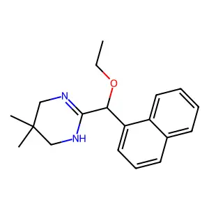 Pyrimidine, 3,4,5,6-tetrahydro-5,5-dimethyl-2-(ethoxy-(1-naphthyl)methyl)- structure