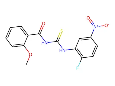 N-[(2-fluoro-5-nitrophenyl)carbamothioyl]-2-methoxybenzamide structure