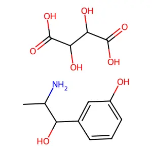 3-(2-amino-1-hydroxypropyl)phenol;(2R,3R)-2,3-dihydroxybutanedioic acid structure