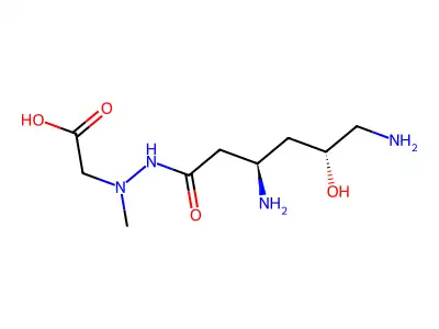 Acetic acid, (2-(3,6-diamino-5-hydroxyhexanoyl)-1-methylhydrazino)- structure