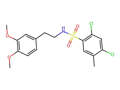 2,4-dichloro-N-[2-(3,4-dimethoxyphenyl)ethyl]-5-methylbenzenesulfonamide structure