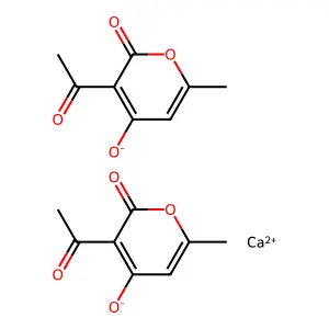 Bis(3-acetyl-6-methyl-2H-pyran-2,4(3H)-dionato)calcium structure