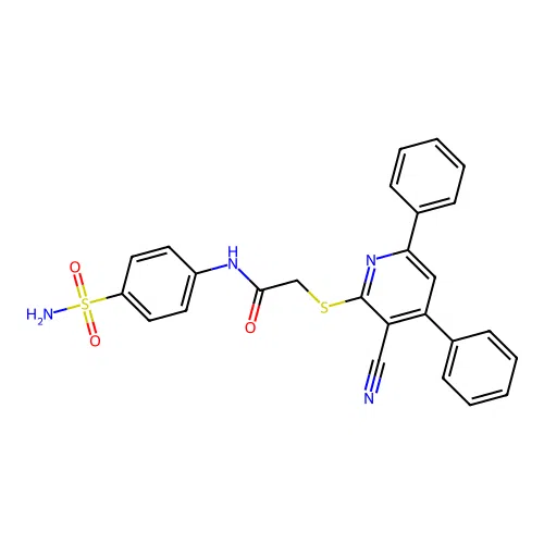 2-[(3-cyano-4,6-diphenylpyridin-2-yl)sulfanyl]-N-(4-sulfamoylphenyl)acetamide structure