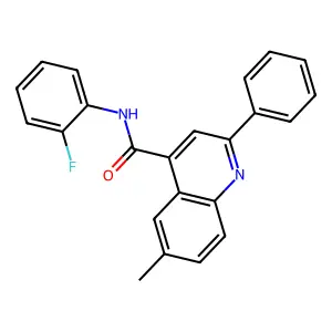 N-(2-fluorophenyl)-6-methyl-2-phenyl-4-quinolinecarboxamide structure