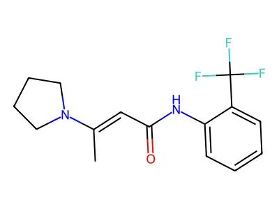 3-pyrrolidin-1-yl-N-[2-(trifluoromethyl)phenyl]but-2-enamide structure