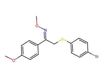 2-(4-bromophenyl)sulfanyl-N-methoxy-1-(4-methoxyphenyl)ethanimine structure