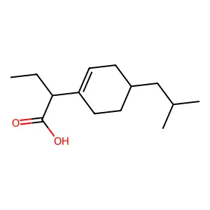 1-Cyclohexeneacetic acid, alpha-ethyl-4-isobutyl-, dl- structure