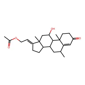 11beta,21-Dihydroxy-6alpha-methylpregna-4,17(20)-dien-3-one 21-acetate structure