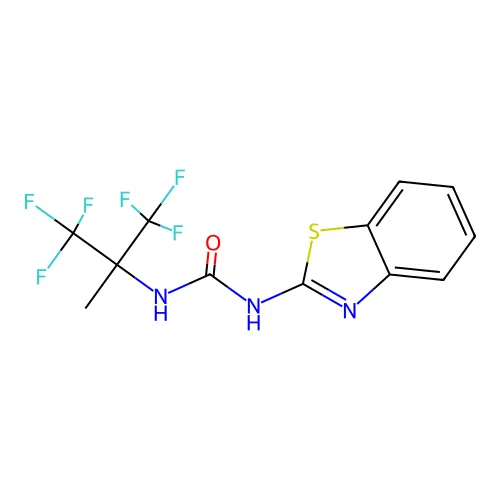 1-(1,3-benzothiazol-2-yl)-3-(1,1,1,3,3,3-hexafluoro-2-methylpropan-2-yl)urea structure