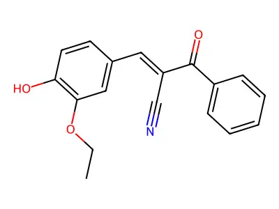 (E)-2-benzoyl-3-(3-ethoxy-4-hydroxyphenyl)prop-2-enenitrile structure