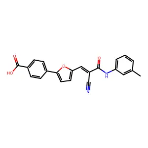 4-(5-{(1Z)-2-cyano-3-[(3-methylphenyl)amino]-3-oxoprop-1-en-1-yl}furan-2-yl)benzoic acid structure