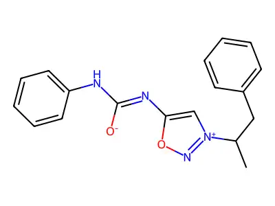 N-phenyl-N'-[3-(1-phenylpropan-2-yl)oxadiazol-3-ium-5-yl]carbamimidate structure