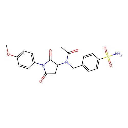 N-(1-(4-methoxyphenyl)-2,5-dioxopyrrolidin-3-yl)-N-(4-sulfamoylbenzyl)acetamide structure