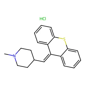 Piperidine, 1-methyl-3-(thioxanthen-9-ylidenemethyl)-, hydrochloride structure