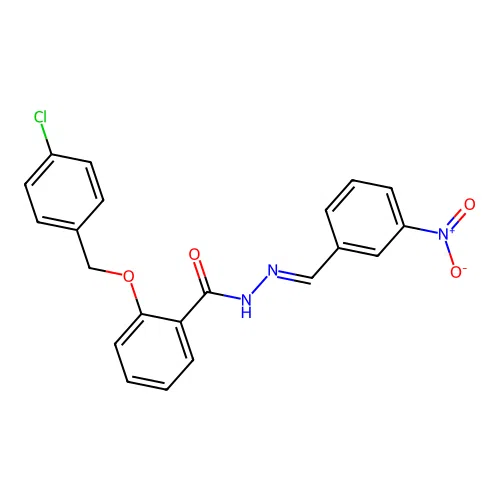 2-[(4-chlorophenyl)methoxy]-N-[(3-nitrophenyl)methylideneamino]benzamide structure