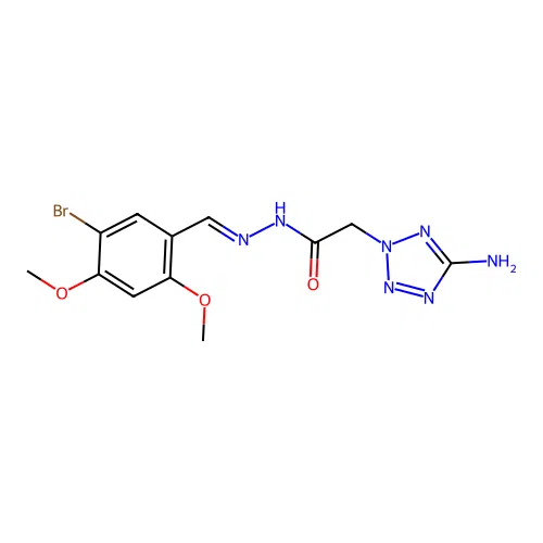 (E)-2-(5-amino-2H-tetrazol-2-yl)-N'-(5-bromo-2,4-dimethoxybenzylidene)acetohydrazide structure