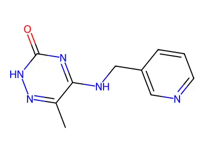 6-methyl-5-((pyridin-3-ylmethyl)amino)-1,2,4-triazin-3(2H)-one structure