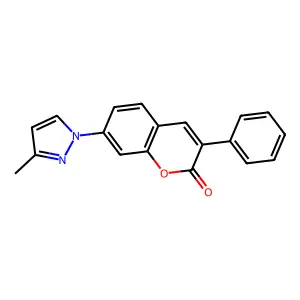2H-1-Benzopyran-2-one, 7-(3-methyl-1H-pyrazol-1-yl)-3-phenyl- structure