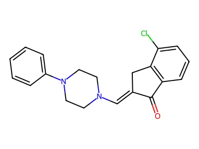 1H-Inden-1-one, 2,3-dihydro-4-chloro-2-((4-phenyl-1-piperazinyl)methylene)- structure