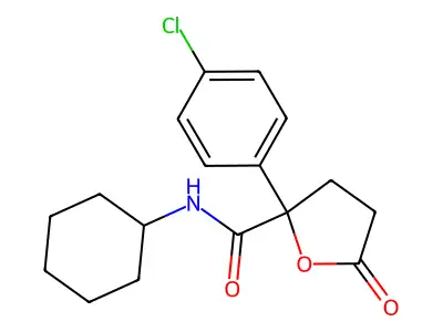 2-(4-Chlorophenyl)-N-cyclohexyl-5-oxooxolane-2-carboximidic acid structure