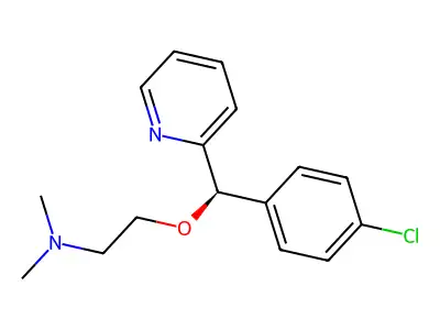 2-((4-chlorophenyl)(pyridin-2-yl)methoxy)-N,N-dimethylethanamine maleate structure