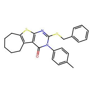 2-(benzylsulfanyl)-3-(4-methylphenyl)-3,5,6,7,8,9-hexahydro-4H-cyclohepta[4,5]thieno[2,3-d]pyrimidin-4-one structure