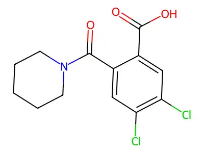 4,5-Dichloro-2-(piperidine-1-carbonyl)benzoic acid structure
