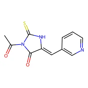 (5E)-3-acetyl-5-(pyridin-3-ylmethylidene)-2-thioxoimidazolidin-4-one structure