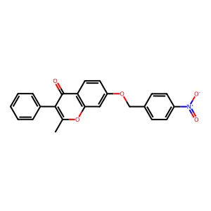 2-Methyl-7-[(4-nitrophenyl)methoxy]-3-phenylchromen-4-one structure