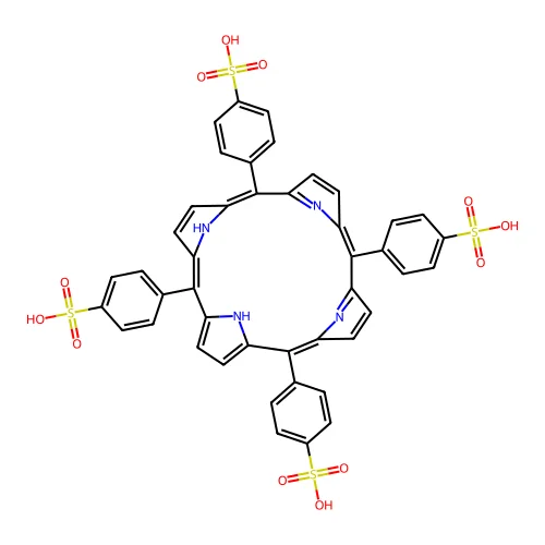 4-[10,15,20-Tris(4-sulfophenyl)-21,24-dihydroporphyrin-5-yl]benzenesulfonic acid structure