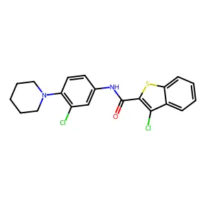 3-chloro-N-(3-chloro-4-piperidin-1-ylphenyl)-1-benzothiophene-2-carboxamide structure