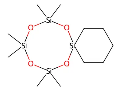 Hexamethyl(silacyclohexyl)cyclotetrasiloxane structure
