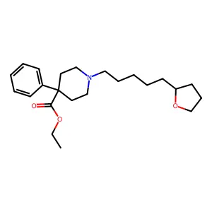 4-Phenyl-1-(5-(tetrahydro-2-furyl)pentyl)isonipecotic acid ethyl ester structure