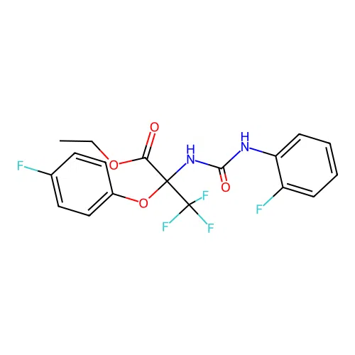 ethyl 3,3,3-trifluoro-2-(4-fluorophenoxy)-N-[(2-fluorophenyl)carbamoyl]alaninate structure