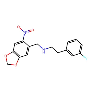 2-(3-fluorophenyl)-N-[(6-nitro-1,3-benzodioxol-5-yl)methyl]ethanamine structure