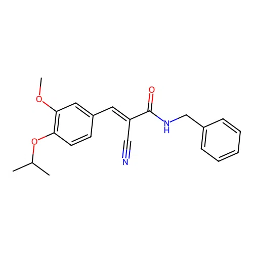 (E)-N-benzyl-2-cyano-3-(3-methoxy-4-propan-2-yloxyphenyl)prop-2-enamide structure