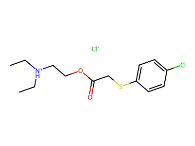 Acetic acid, ((p-chlorophenyl)thio)-, 2-(diethylamino)ethyl ester, hydrochloride structure
