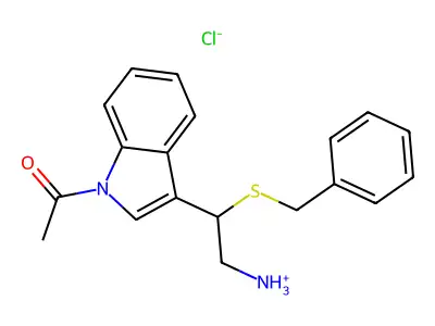 Indole, 1-acetyl-3-(2-amino-1-benzylthioethyl)-, hydrochloride structure