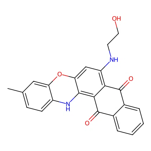 7-((2-hydroxyethyl)amino)-3-methyl-8H-naphtho[2,3-a]phenoxazine-8,13(14H)-dione structure