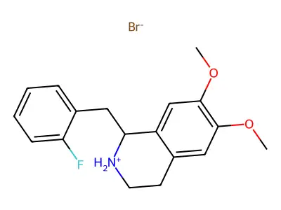 Isoquinoline, 1,2,3,4-tetrahydro-6,7-dimethoxy-1-(o-fluorobenzyl)-, hydrobromide structure