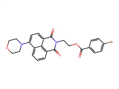 2-(6-morpholino-1,3-dioxo-1H-benzo[de]isoquinolin-2(3H)-yl)ethyl 4-bromobenzoate structure
