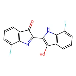 7-fluoro-2-(7-fluoro-3-hydroxy-1H-indol-2-yl)indol-3-one structure