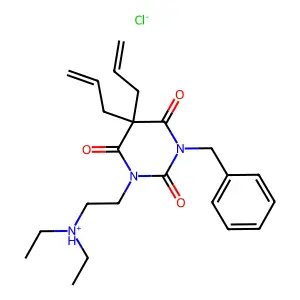 Barbituric acid, 5,5-diallyl-1-benzyl-3-(2-(diethylamino)ethyl)-, hydrochloride structure