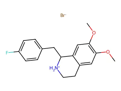 Isoquinoline, 1,2,3,4-tetrahydro-6,7-dimethoxy-1-(p-fluorobenzyl)-, hydrobromide structure