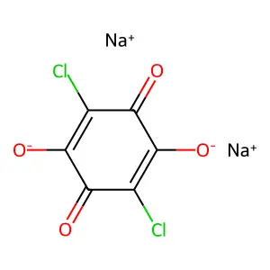 2,5-Cyclohexadiene-1,4-dione, 2,5-dichloro-3,6-dihydroxy-, sodium salt (1:2) structure