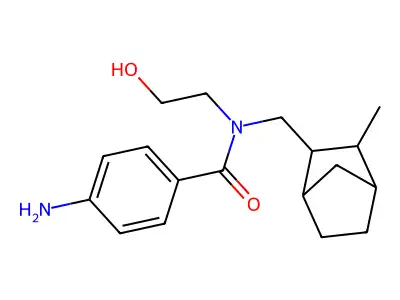 Benzamide, p-amino-N-(2-hydroxyethyl)-N-((3-methyl-2-norbornyl)methyl)- structure